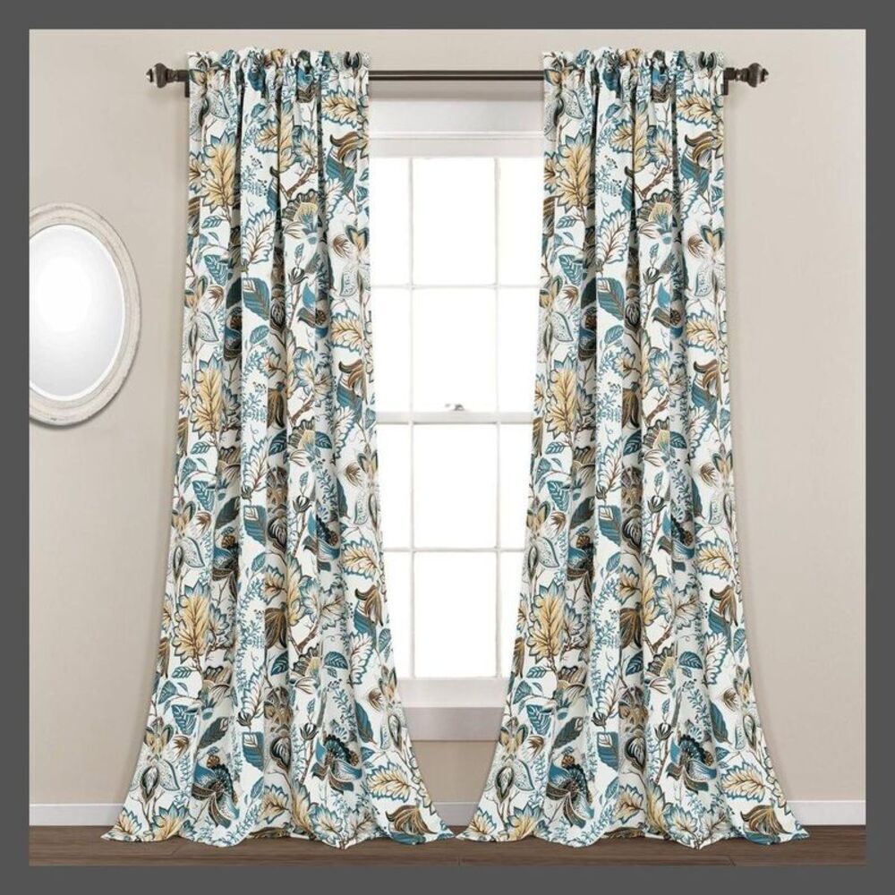 Open Box - Lush Decor - Set of 2 (84"x52") Cynthia Jacobean Lig Turquoise